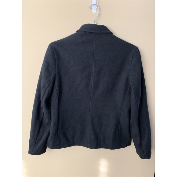 J Crew Wool Blend Pea Coat Women’s Size Small Black Lined Pockets - Picture 2 of 5